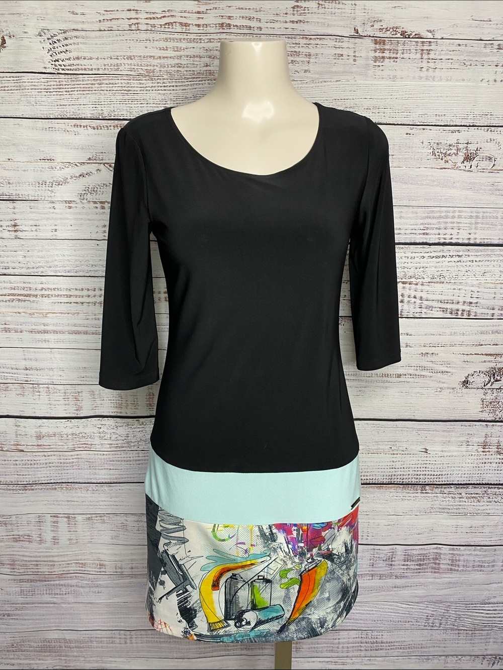 Joseph Ribkoff color block art deco dress - Picture 2 of 7
